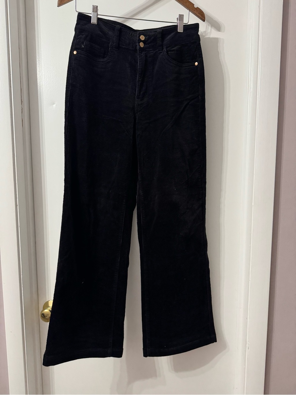 Black Wide-Leg Corduroy Pants
